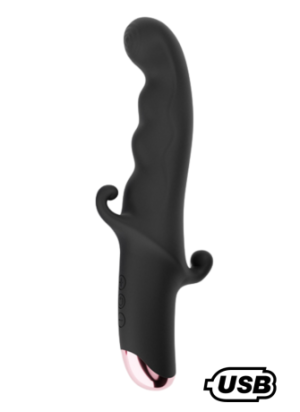 BLACK KNIGHT, Vibromasseur Point G USB en silicone médical doux, doté de 10 modes de vibration - MS218BLK